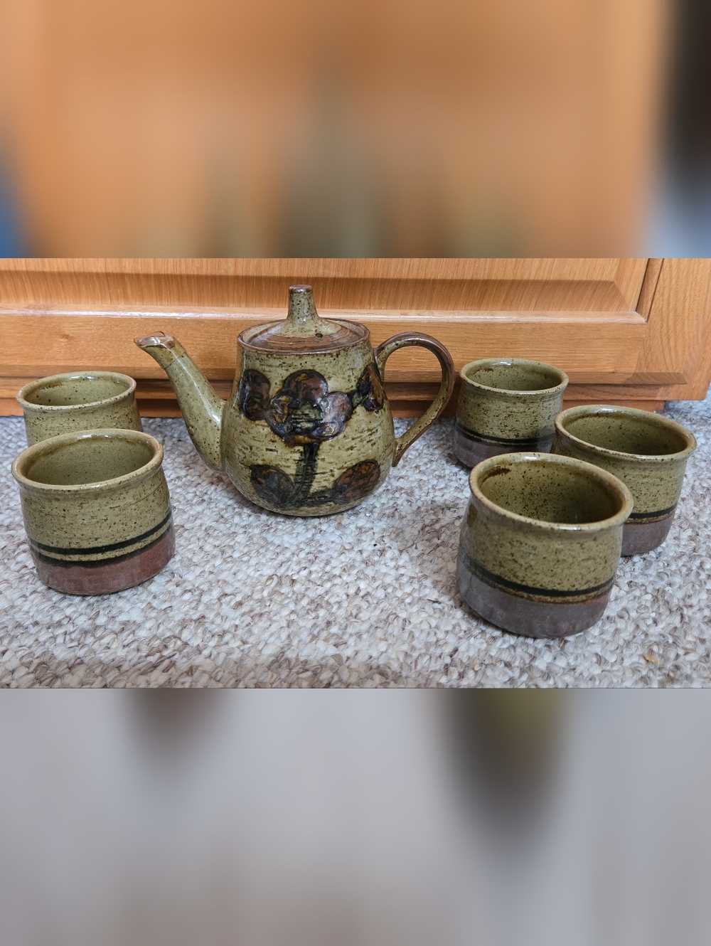 Vntg Japan Otaguri Handcrafted Stoneware Teapot Set 1 Teapot 5 Cups Floral Desig